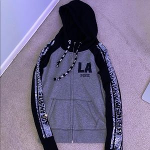Pink zip-up LA hoodie